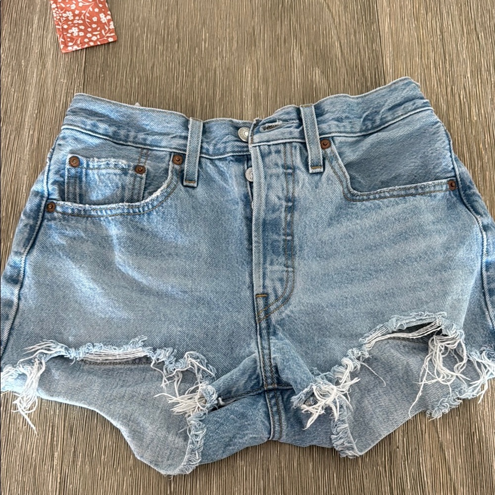 Levi's Blue Distressed Jean Shorts